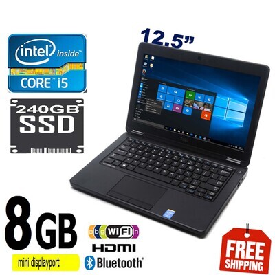 Dell Latitude E5250 Business Laptop  12.5" LED HD Graphics i5 8GB 240GB SSD Win10
