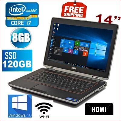 Dell Latitude e6420 i7 2.8 GHz 8 GB 120 GB SSD-14" LED HD Graphics Laptop Win10 PRO