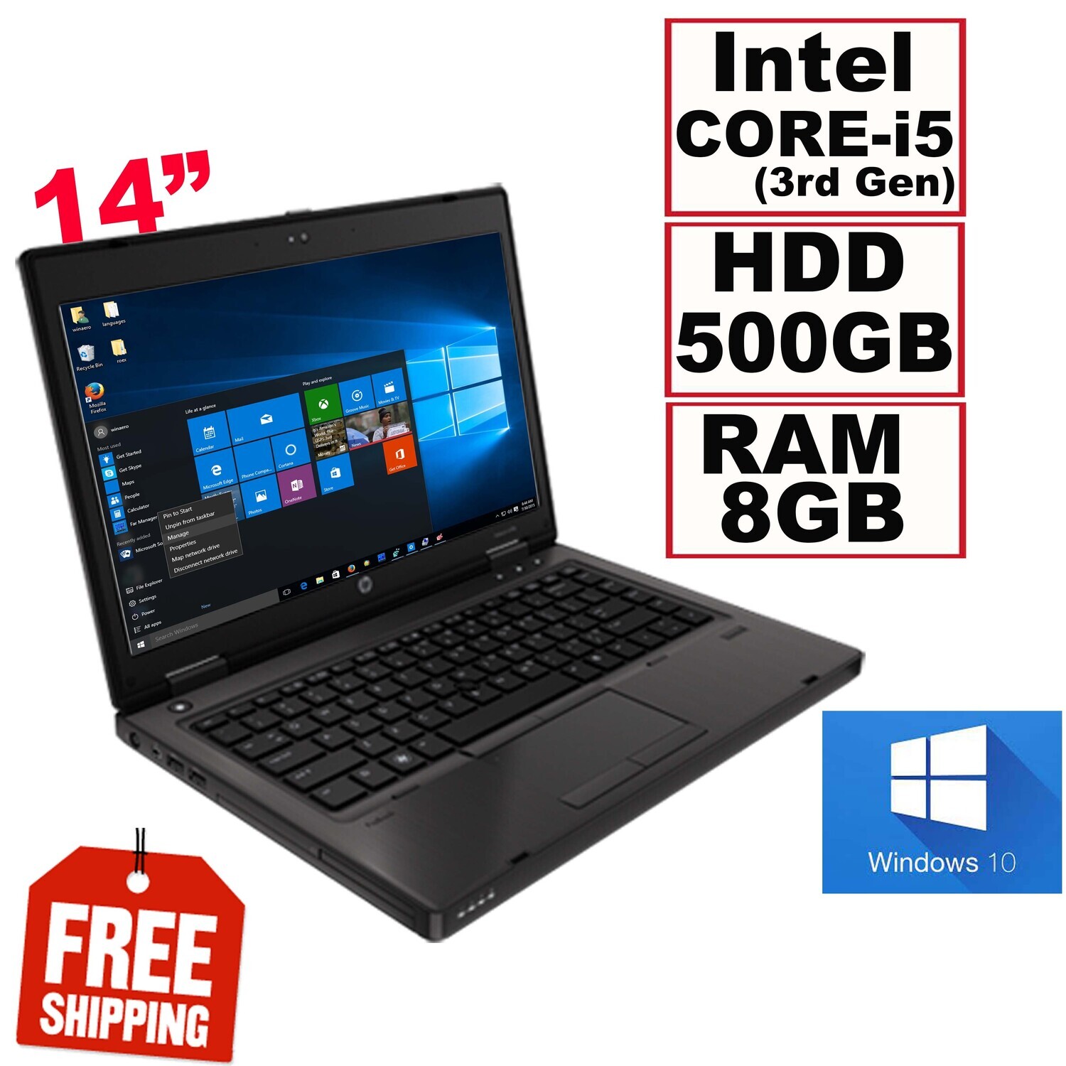HP ProBook 6470b -14" LED i5-3rd Gen 8GB  500 GB HDD Notebook Laptop HD Graphics Win10