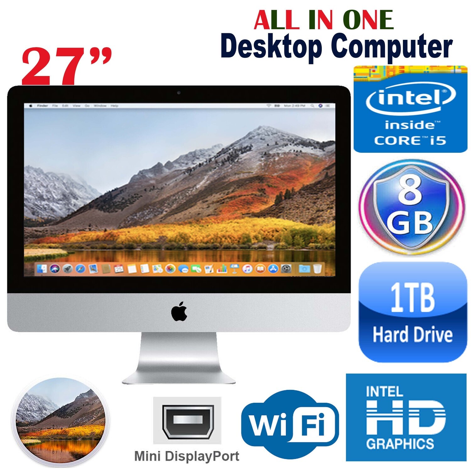 Apple iMac A1312 27” 2010 i5 8GB 1TB AIO Desktop PC HD Graphic MacOS High Sierra