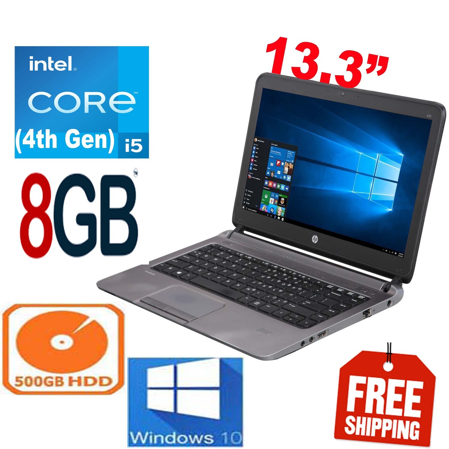 HP Probook 430 G1 i5 4300 1.6GHz 8GB 320GB-13.3" 1366x768 HD LED Laptop Win10