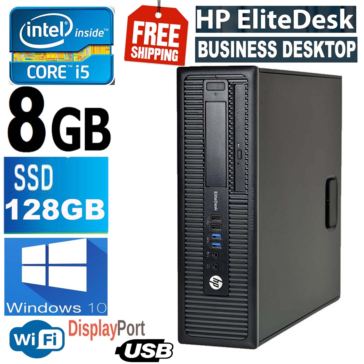 HP ELITEDESK 800-G1 SFF Desktop PC i5 4590 3.2GHz 8GB 128GB SSD Win10