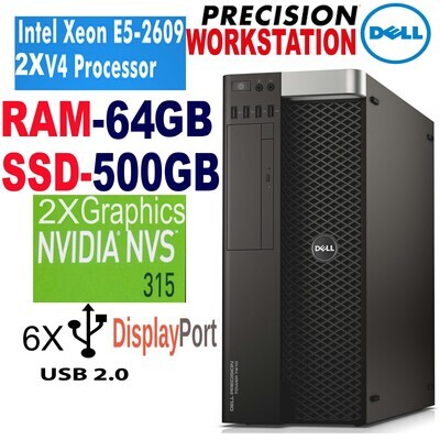 DELL Precision 7810 Workstation intel Xeon E5 2609 V4 1.7GHz 64GB 500GB SSD NVS 315