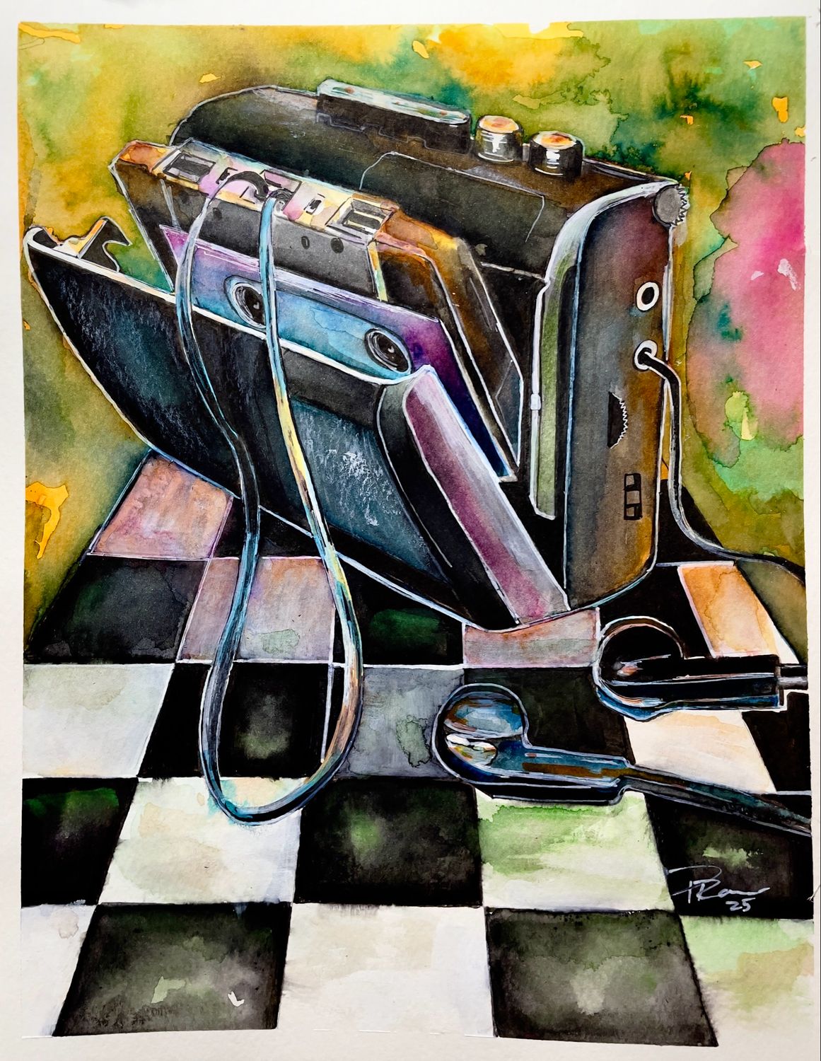 Throwback Watercolor Matted Original