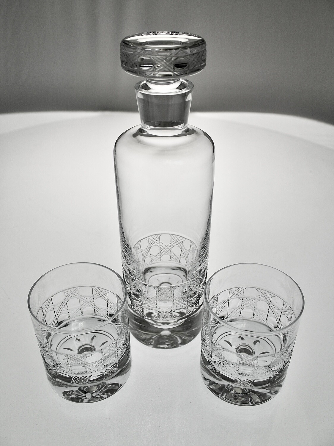 Decanter and Rocks Glasses (Cane Pattern)