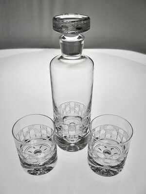 Decanter and Rocks Glasses (Cane Pattern)