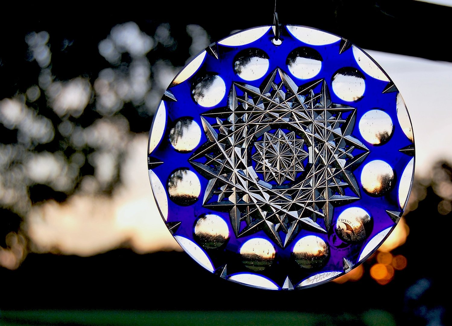 Blue Hobstar Flashglass