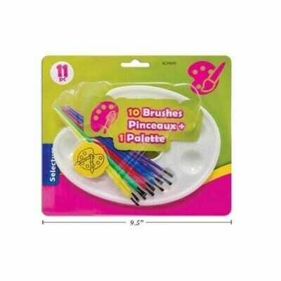 Paleta Plastica Ovalada con Pinceles