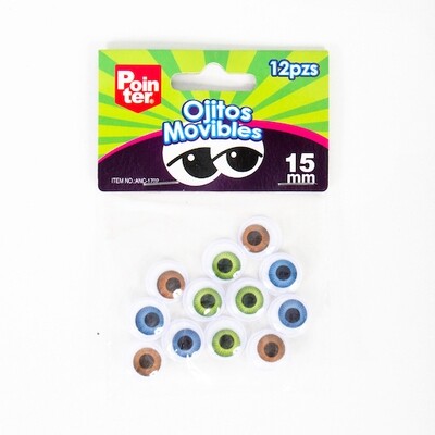 Ojitos Moviles 15MM Colores Surtidos Pointer