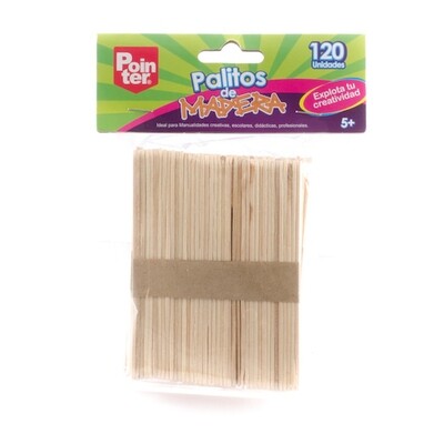Palitos de Madera Natural 120/1 Pointer (baja lenguas)