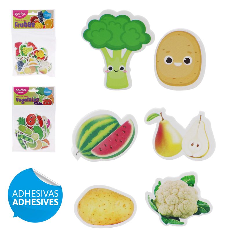 Figuras de Foamy Adhesivas, Frutas y Vegetales, Pointer
