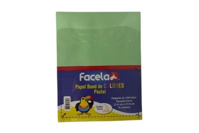 Papel Bond Facela Colores Pastel Surtidos 100/1