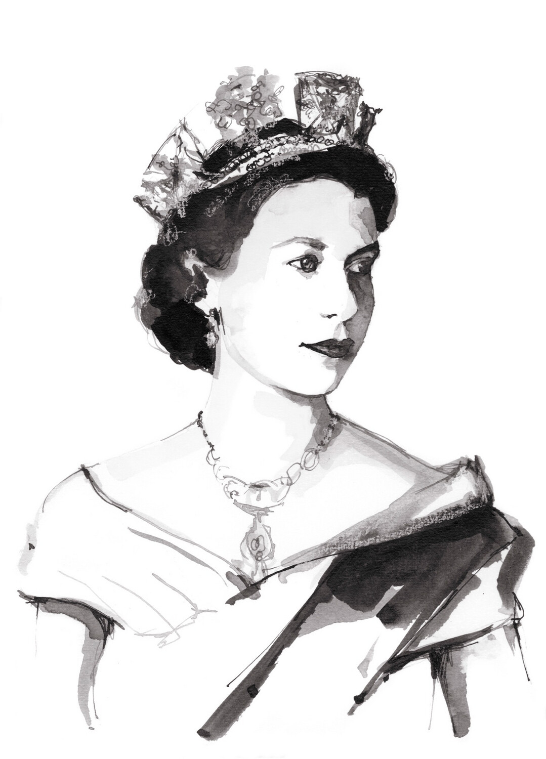 Queen of UK Elizabeth II. Sketch Portrait Drawing Illustration Editorial  Photography - Illustration of patriotism, portrait: 175636787
