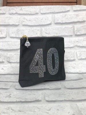 40th Birthday Rhinestone Bag/Make Up Bag 40th Birthday Rhinestone Bag/Make Up Bag