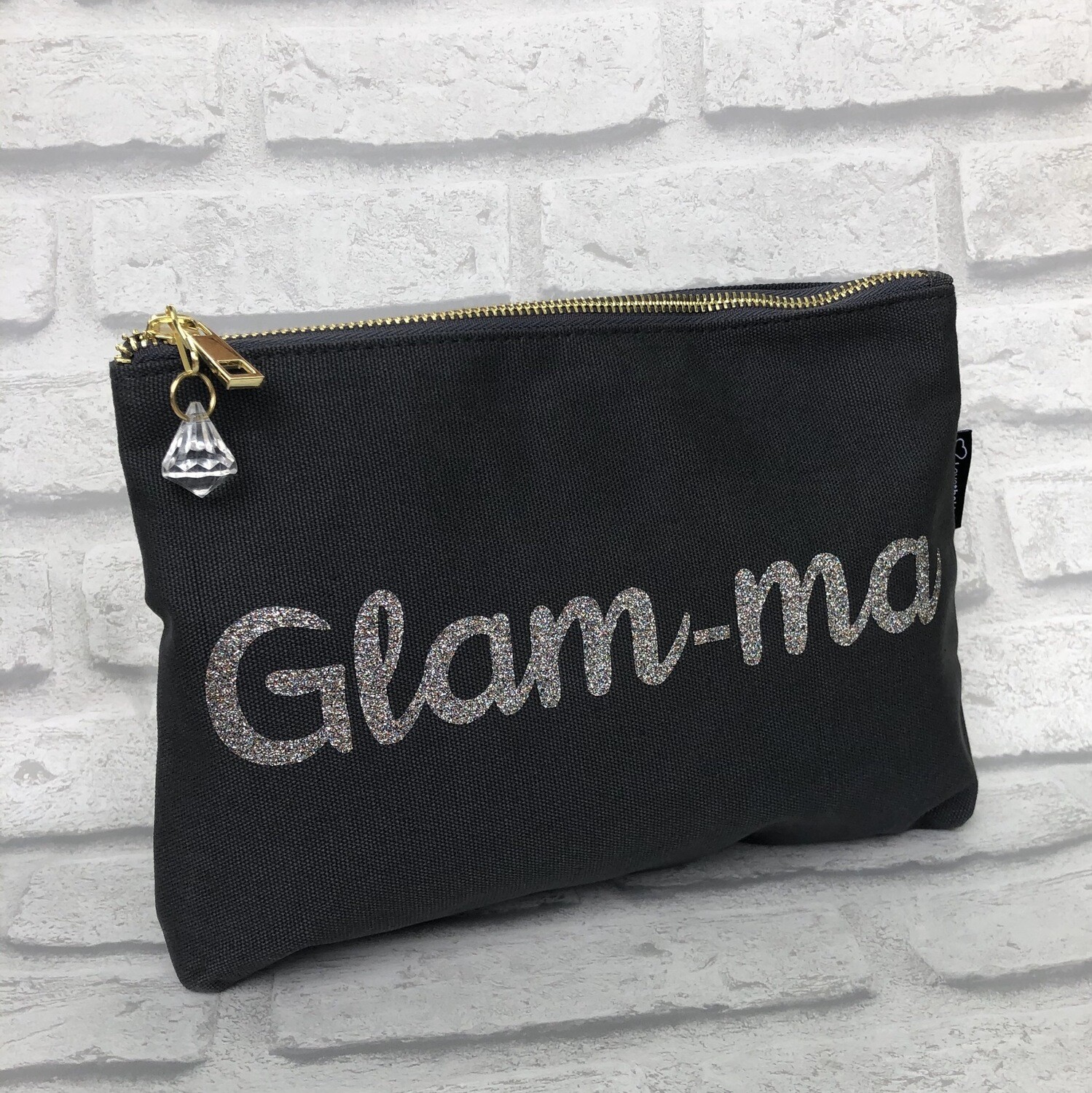 Grey Canvas Make Up Bag ‘Glam-ma’