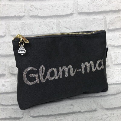 Grey Canvas Make Up Bag ‘Glam-ma’ Grey Canvas Make Up Bag ‘Glam-ma’