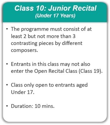Class 10: Junior Recital - Under 17 years