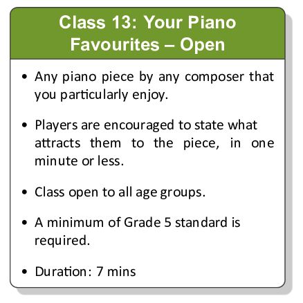 Class 13: Your Piano Favourites - Open