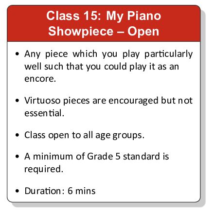 Class 15: My Piano Showpiece - Open