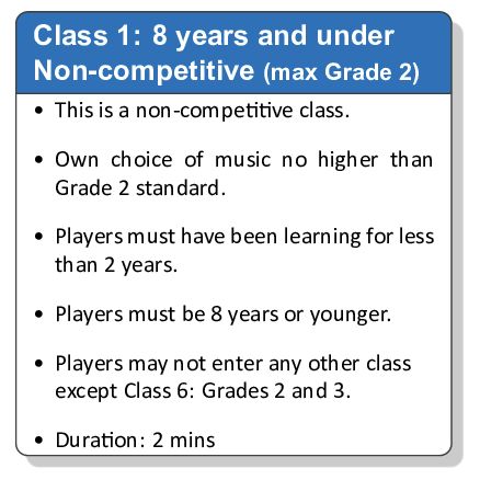Class 1: 8 years and Under: Non-Competitive