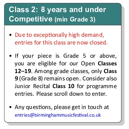 Class 2: 8 years and Under: Competitive
