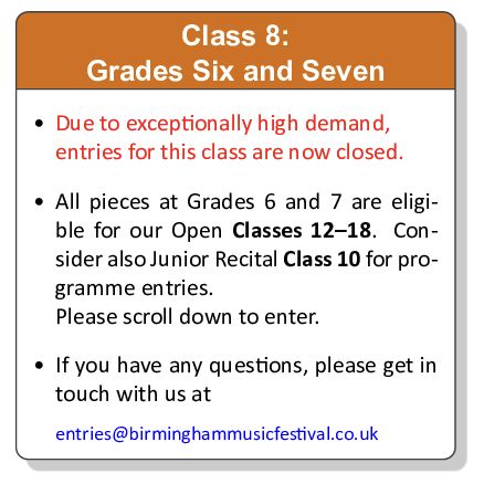 Class 8: Grades Six and Seven