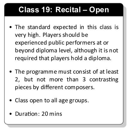Class 19: Recital - Open