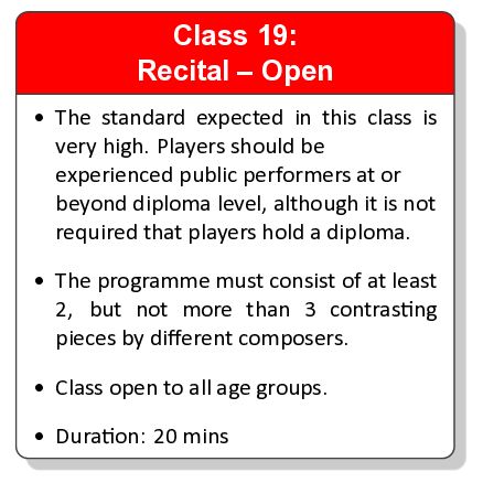 Class 19: Recital - Open