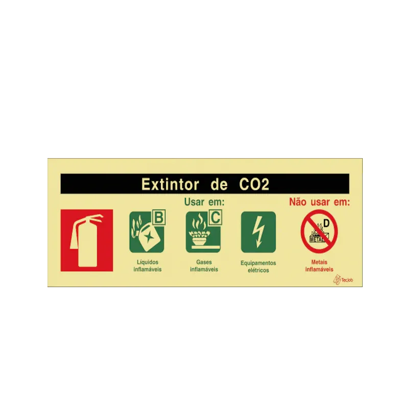 Sinaletica Agente Extintor CO2 - Fotoluminescente 240x85