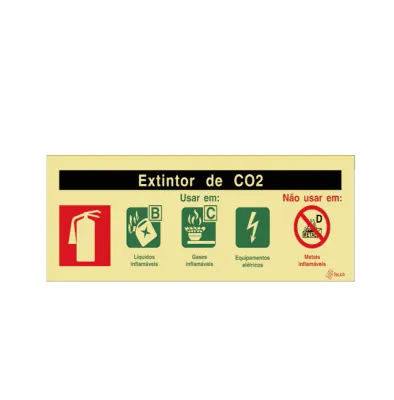 Sinaletica Agente Extintor CO2 - Fotoluminescente 240x85