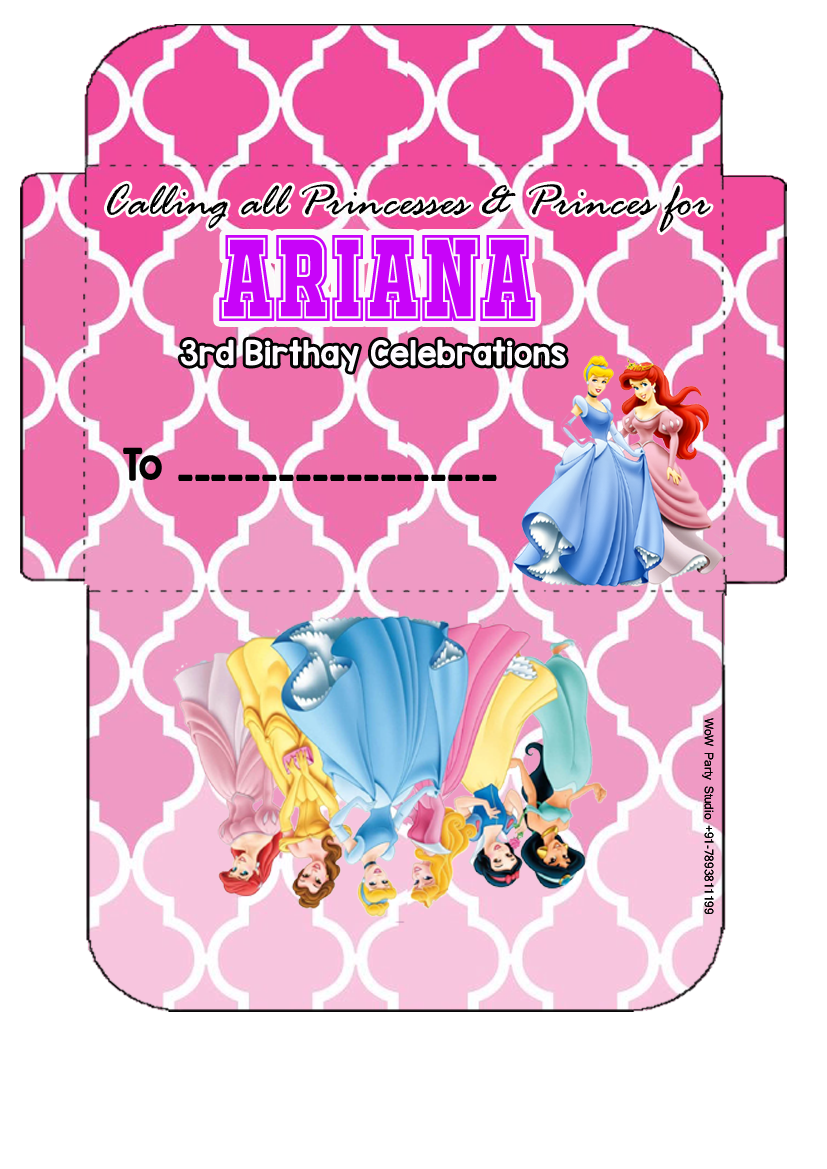 Princess Disney Invitation Card Envelopes (16 Pcs)