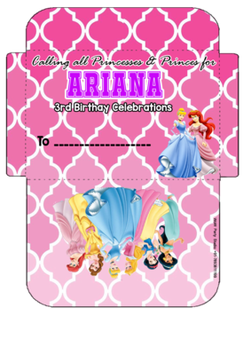 Princess Disney Invitation Card Envelopes (16 Pcs)