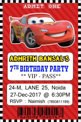 Car Invitation Cards (16 Pcs)