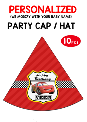 McQueen Car Party Caps / Hats (10 Pcs)