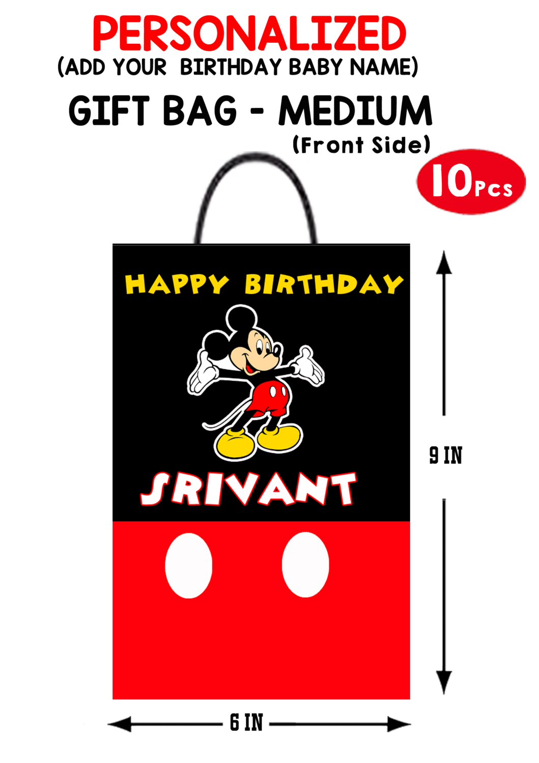 Micky Mouse Gift Bag - Medium (10 Pcs) #2