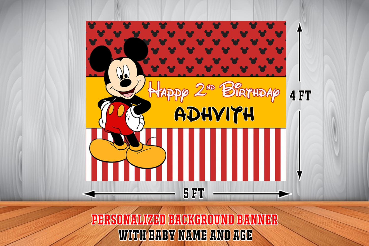 Micky Backdrop / Background Banner (4ft x 5ft)