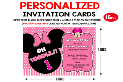 Minnie Mouse Theme Invitation Cards (16 Pcs)