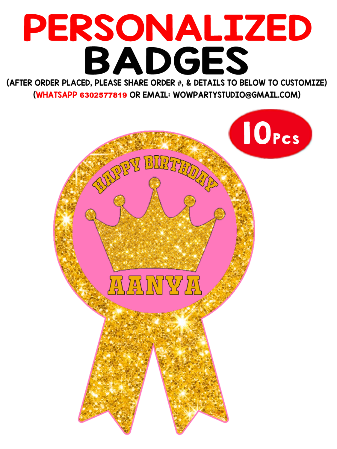 Royal Princess Pink - Badges (10 Pcs)