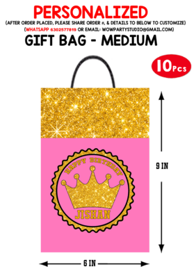 Royal Princess Pink Gift Bag - Medium (10 Pcs)