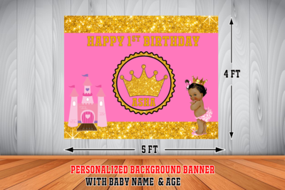 Royal Princess - Pink Backdrop / Background Banner (4ft x 5ft)