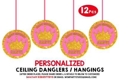 Royal Princess - Pink Ceiling Hangings / Danglers (12 Pcs)