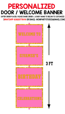 Royal Princess Pink - Door / Welcome Banner (2.5ft)