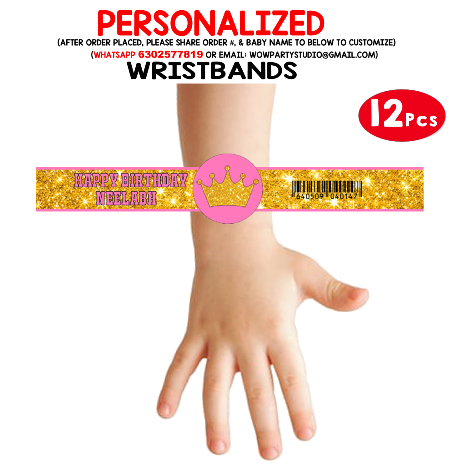 Royal Princess - Pink Wristbands (12 Pcs)
