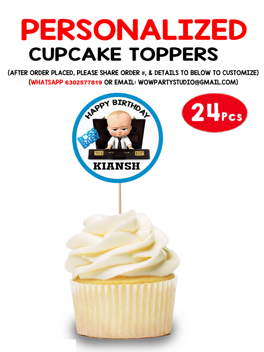 Boss Baby Cupcake Topper (24 Pcs)