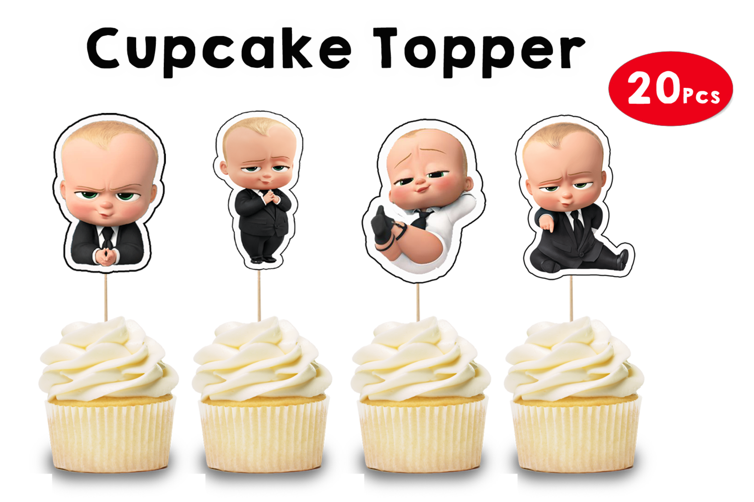 24 x Boss Baby Cup Cake Toppers ICING | eBay