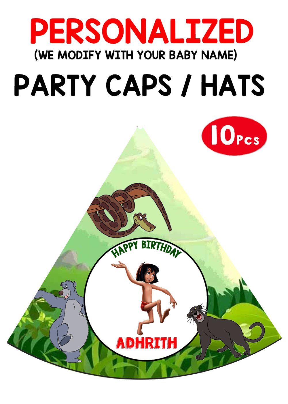 Jungle Party Caps / Hats (10 Pcs)