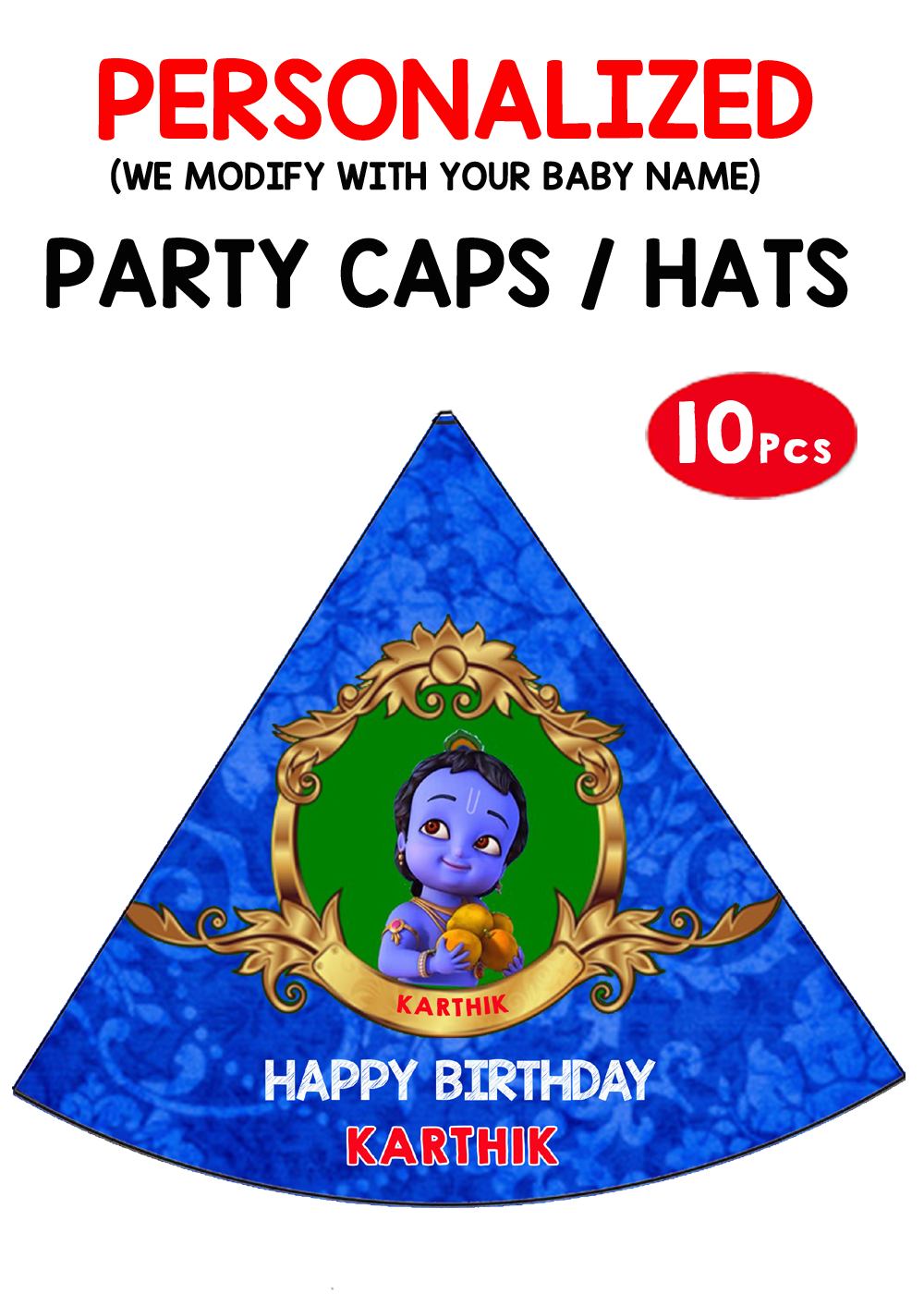 Little krishna Party Caps / Hats (10 Pcs)