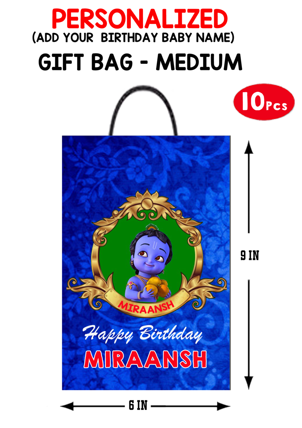 Little Krishna Theme Gift Bag - Medium (10 Pcs)