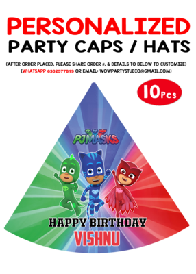 PJ Mask Party Caps / Hats (10 Pcs)
