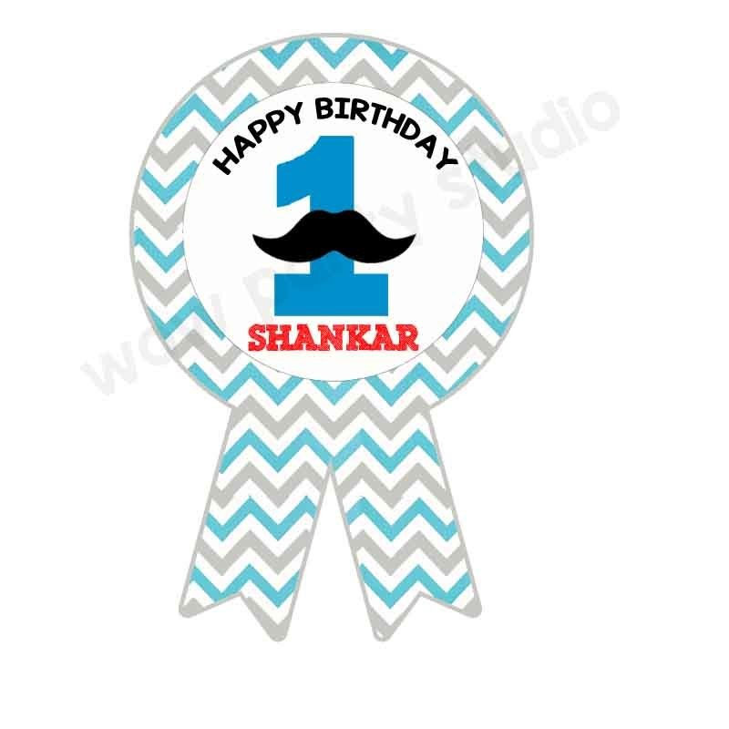 Little Man Theme Birthday Badges (10 Pcs)